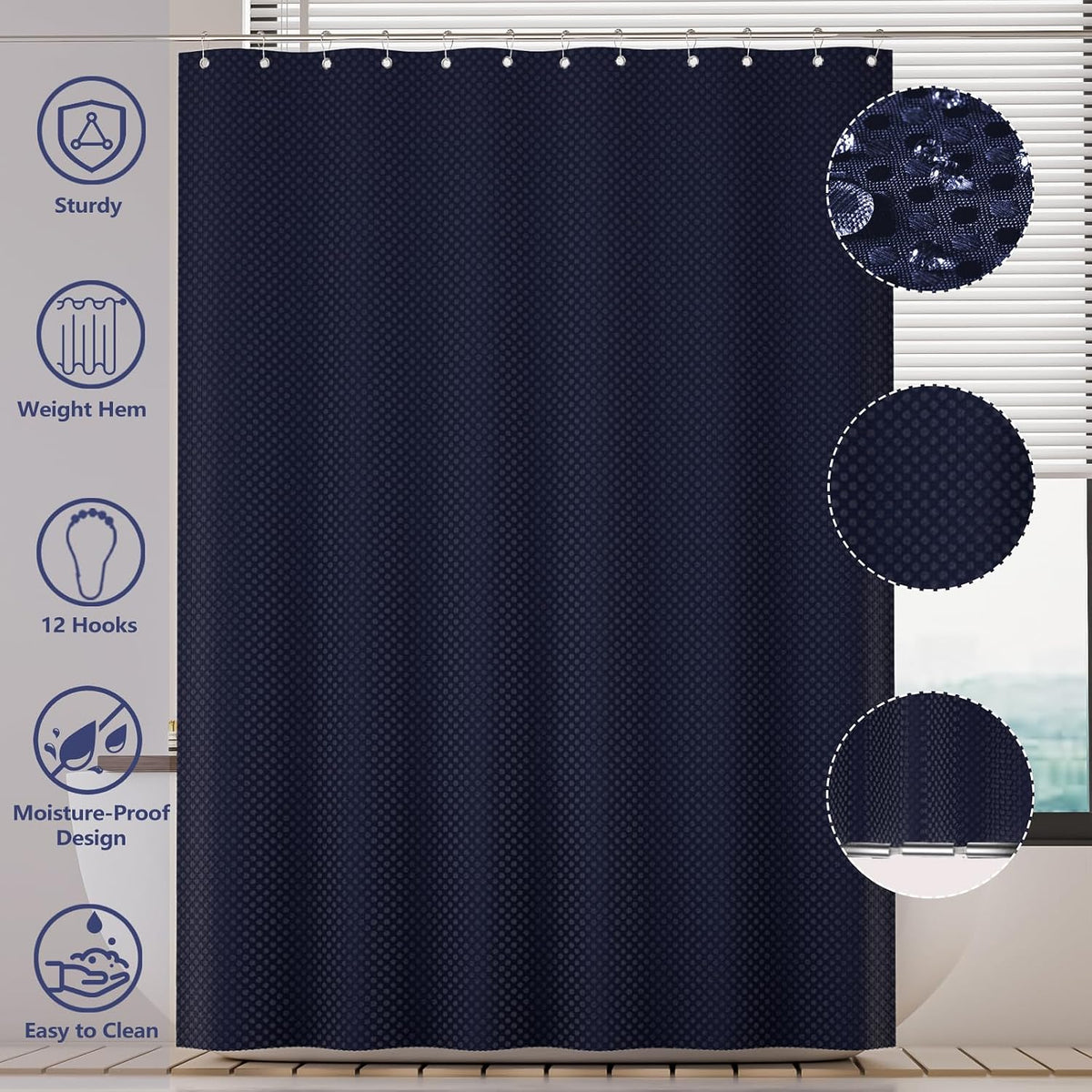 Bathroom Set - 25PC Blue Bathroom Set with Shower Curtain and Rugs