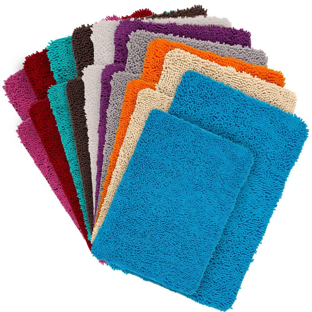 Shag White 21 In. X 32 In. Memory Foam 2-Piece Bath Mat Set