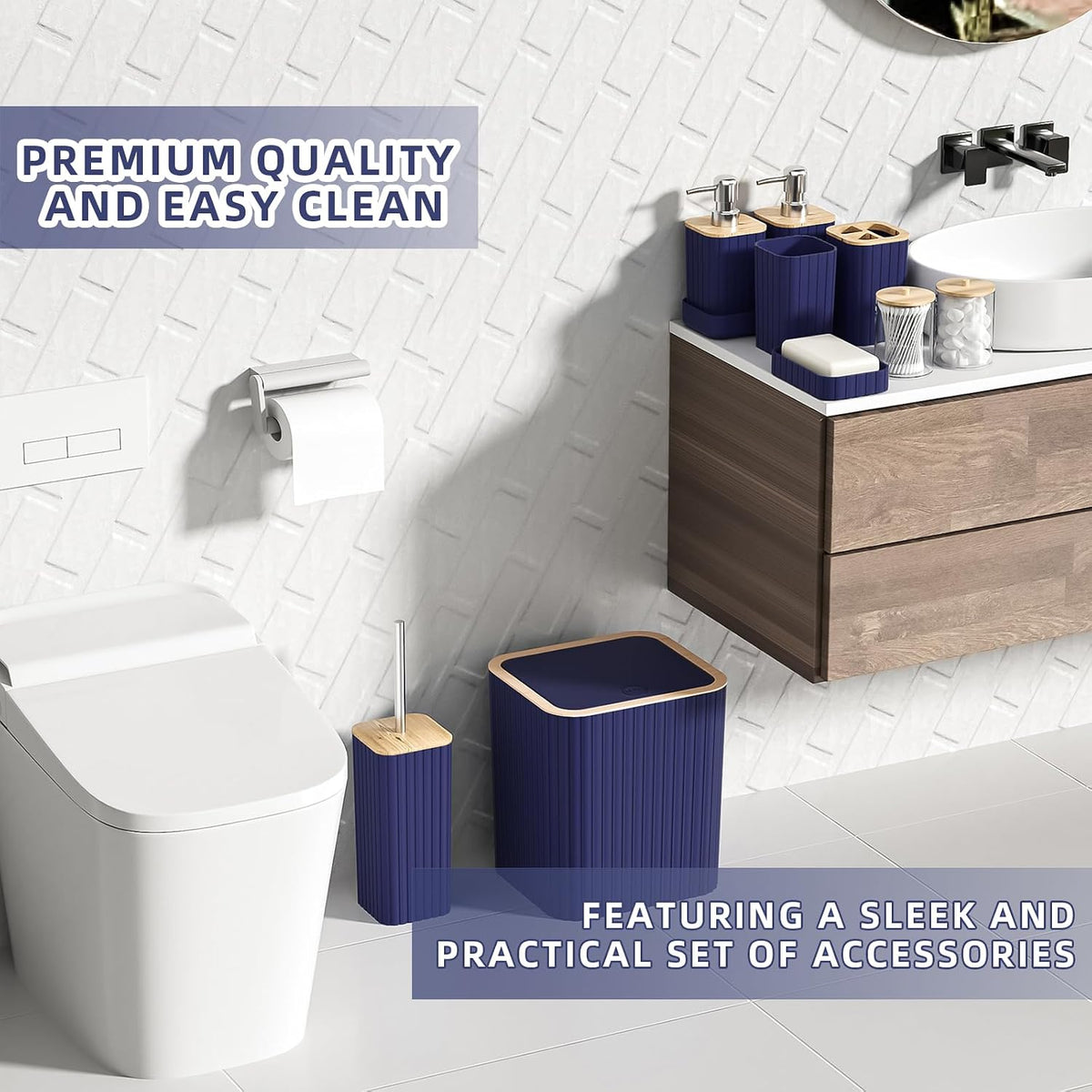 Bathroom Set - 25PC Blue Bathroom Set with Shower Curtain and Rugs