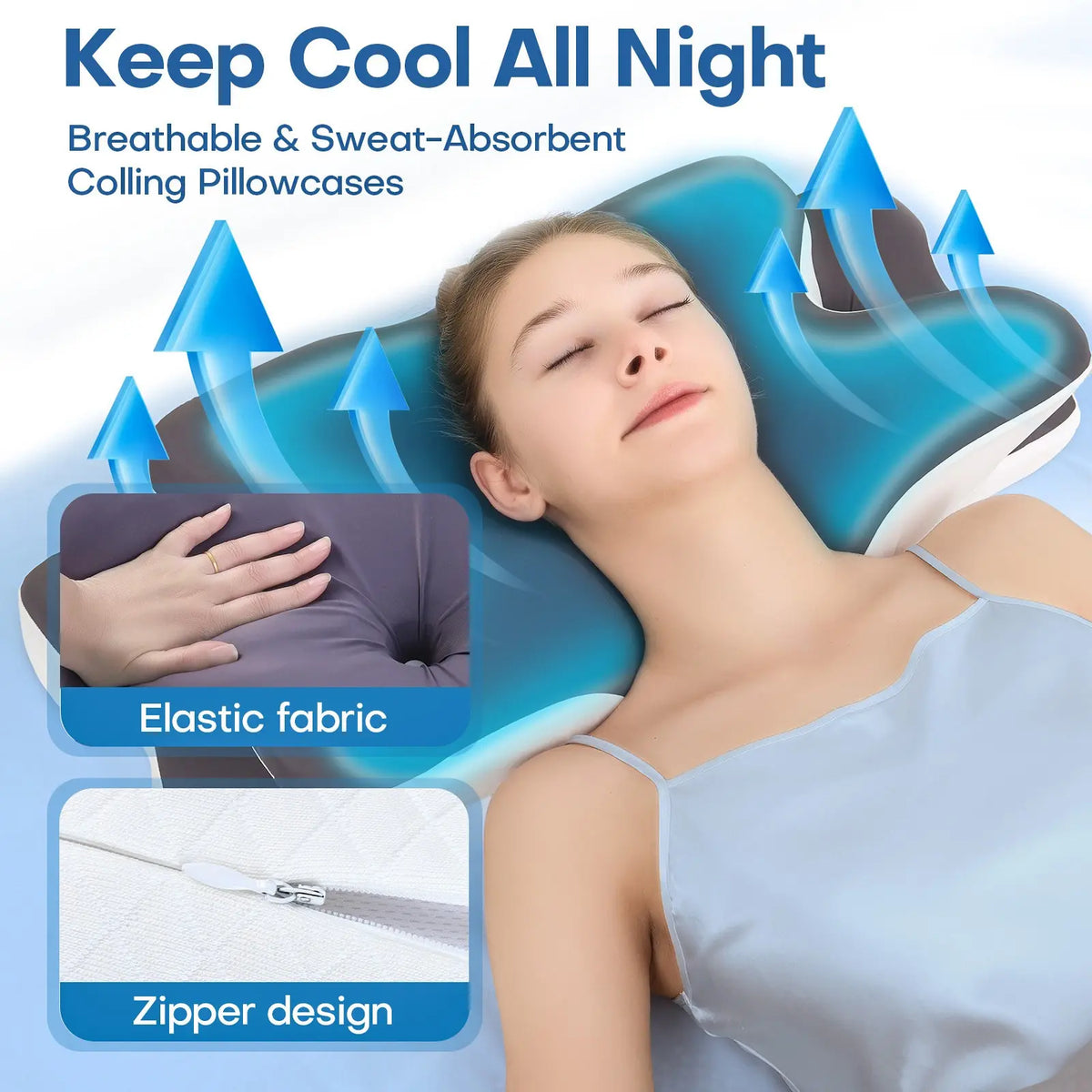 Double-Sided Contoured Neck Pillow with Ergonomic Neck Care, Cooling Cover, Zoned Design, and Extra-Large Armrest for Side, Stomach, and Back Sleepers #GLOBAL PICKS