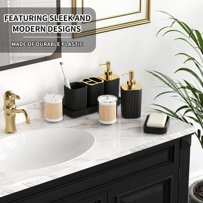 Bathroom Set - 26PC Bathroom Set with Shower Curtain and Rugs, Black
