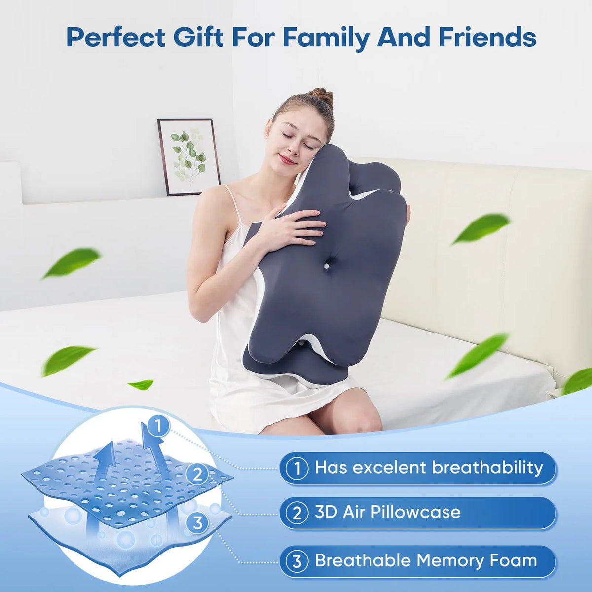 Double-Sided Contoured Neck Pillow with Ergonomic Neck Care, Cooling Cover, Zoned Design, and Extra-Large Armrest for Side, Stomach, and Back Sleepers #GLOBAL PICKS