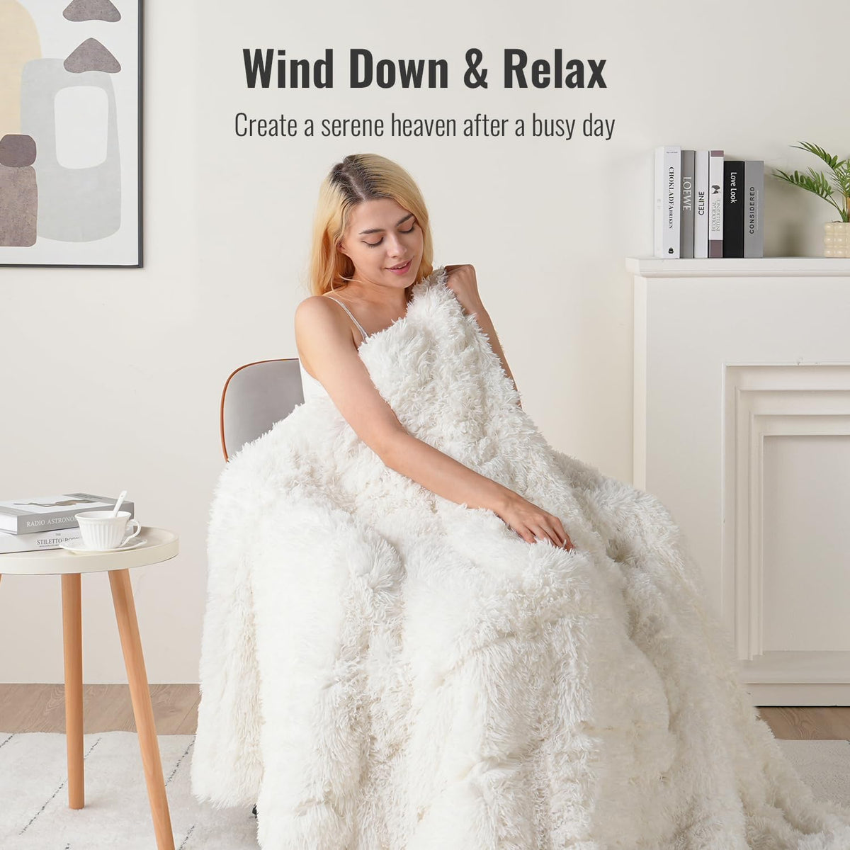 Fluffy Weighted Blanket for Adults 20Lbs Queen Size, 60"X80"
