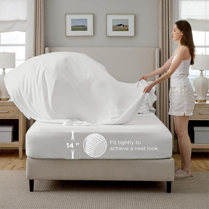 Twin Comforter Set & Sheet Set, 5-Piece White Bedding Set