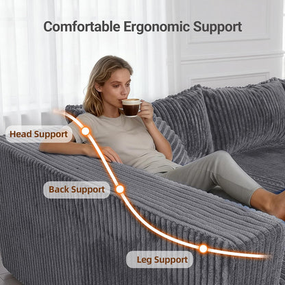 128" Modular U Shaped Boneless Couch, Deep Seat Bonless Couches for Living Room, Modern Cloud Sofa with Double Chaise, No Assembly Required, Dark Grey