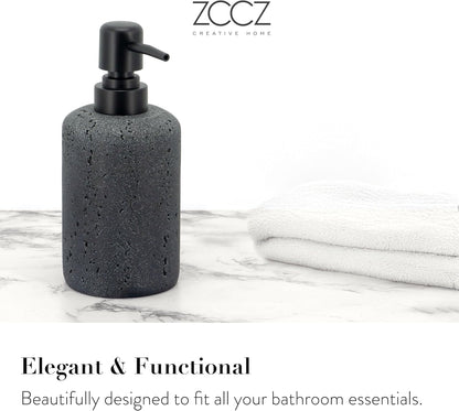 - Black Bathroom Accessories Set 4 Pcs - Toothbrush Holder, Soap Dispenser, Vanity Tray, Bathroom Tumbler - Countertop Vanity Organizer - Bathroom Accessory Set- Toothbrush Holder Set, Stone Sets