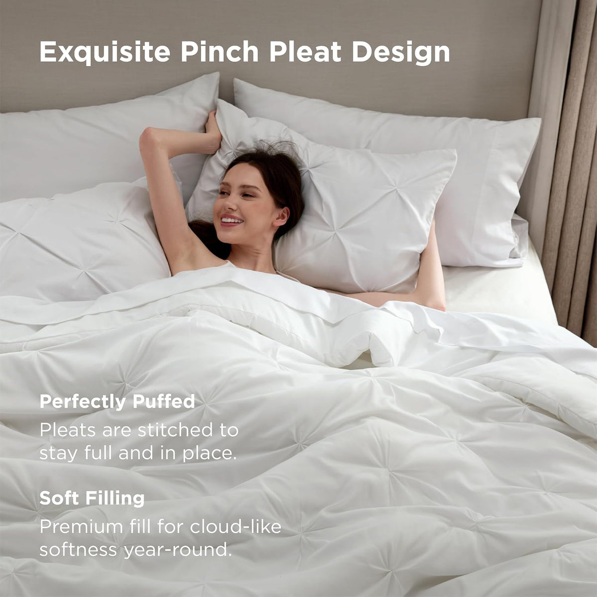 Twin Comforter Set & Sheet Set, 5-Piece White Bedding Set