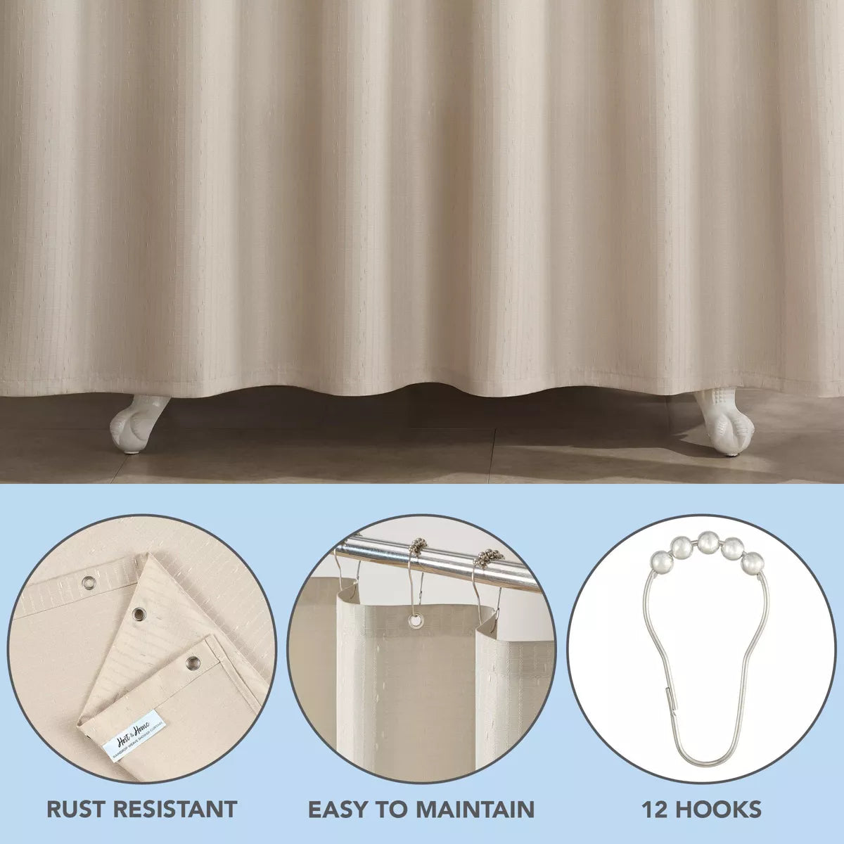 Host & Home Poly Shower Curtain Set 72X72 Raindrop Pattern