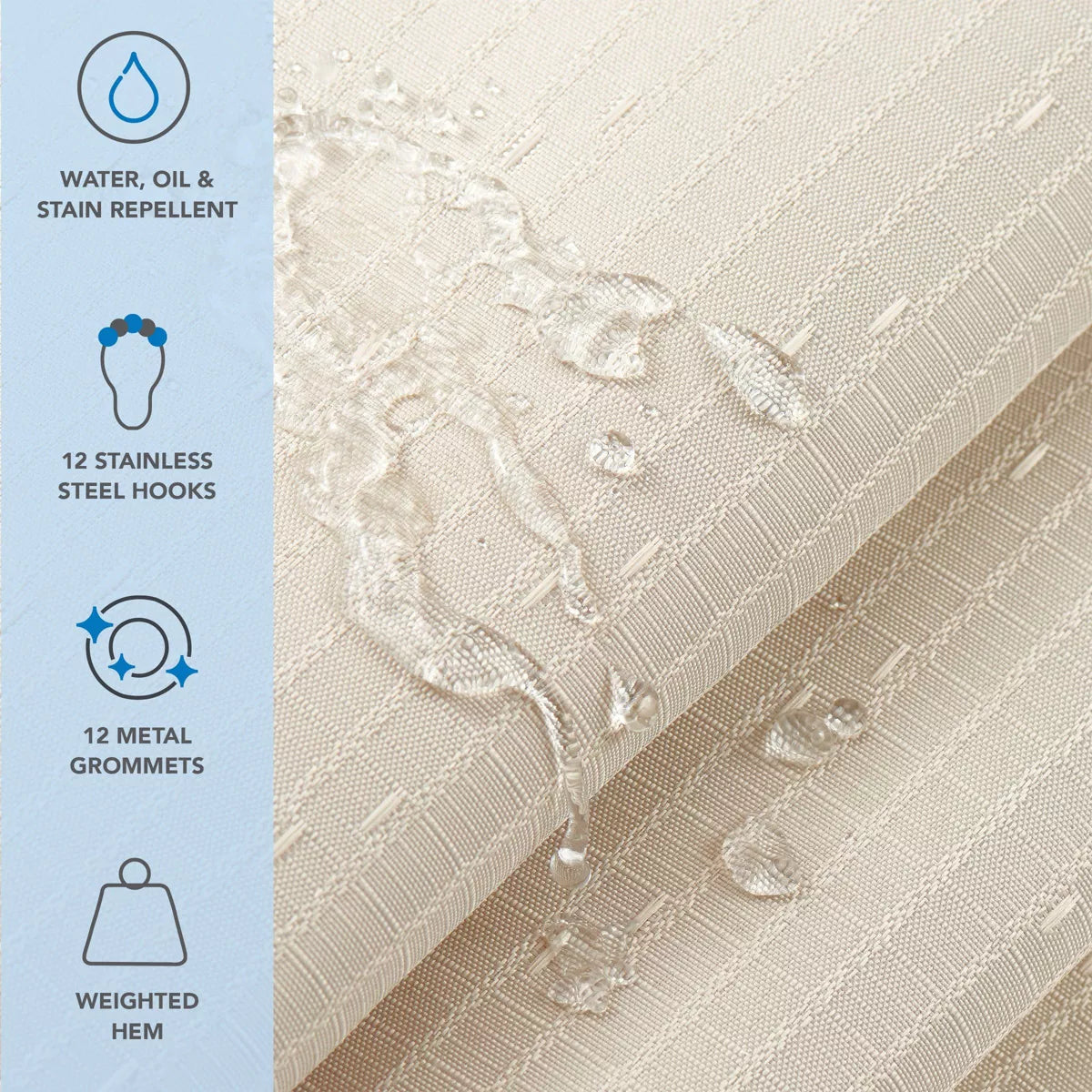 Host & Home Poly Shower Curtain Set 72X72 Raindrop Pattern