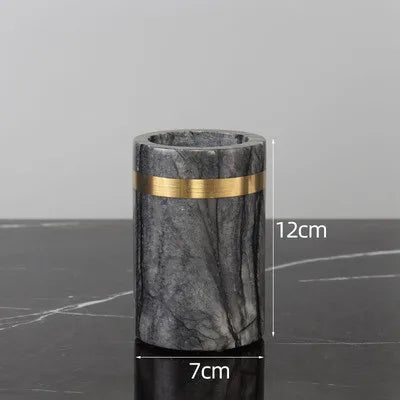 Bathroom Accessories Set Marble Gold Soap Dispenser Tooth Brush Holder Cotton Swab Box Luxury Bathroom Hardware Set