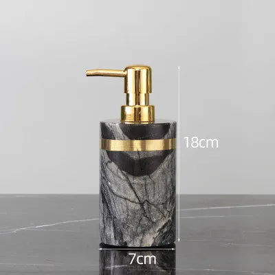 Bathroom Accessories Set Marble Gold Soap Dispenser Tooth Brush Holder Cotton Swab Box Luxury Bathroom Hardware Set