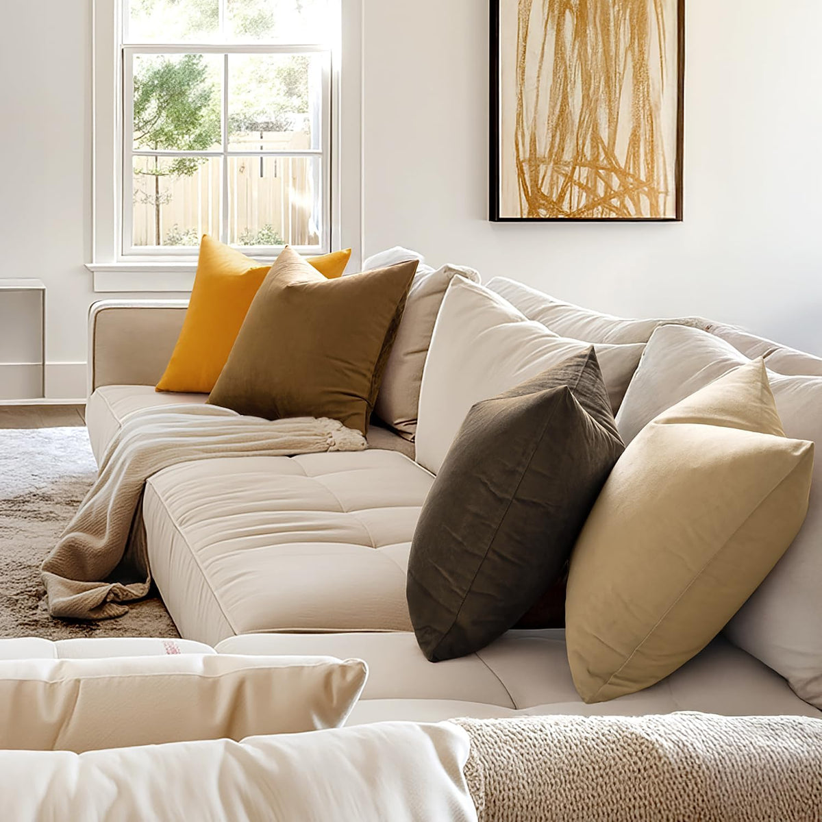 Velvet Throw Pillow Covers 18X18 Inch Pack of 2 Coffee