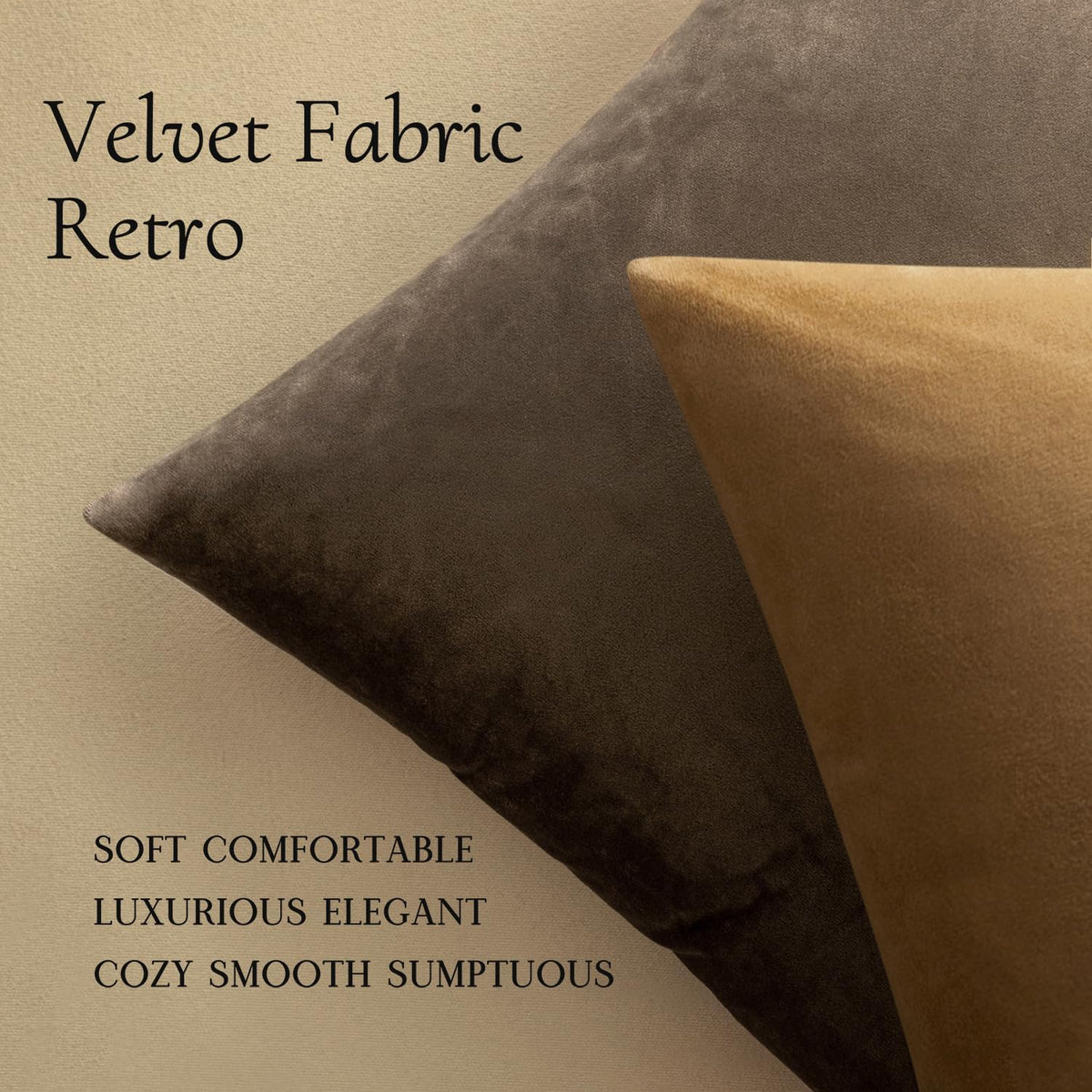 Velvet Throw Pillow Covers 18X18 Inch Pack of 2 Coffee