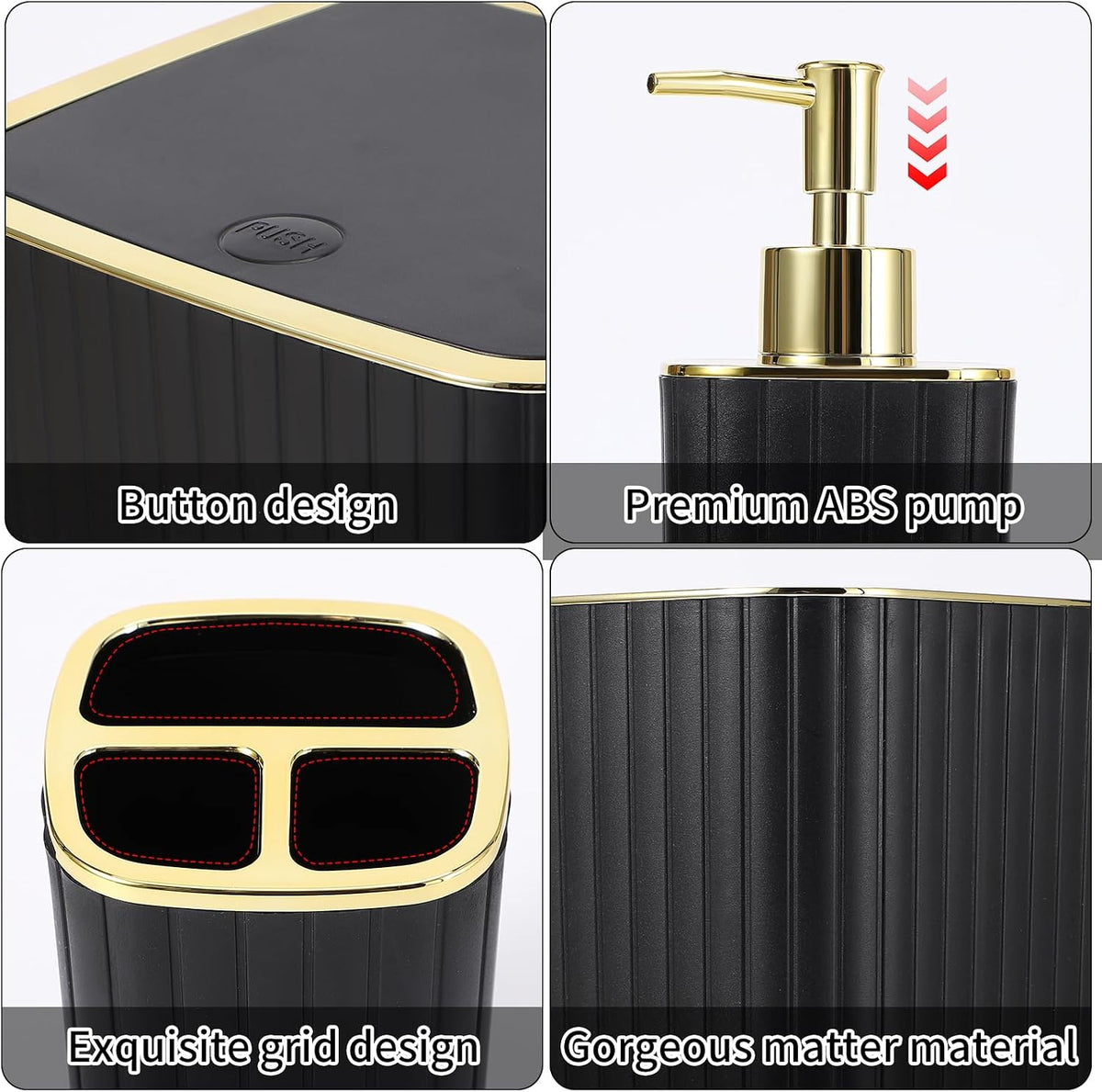 Bathroom Set - 26PC Bathroom Set with Shower Curtain and Rugs, Black