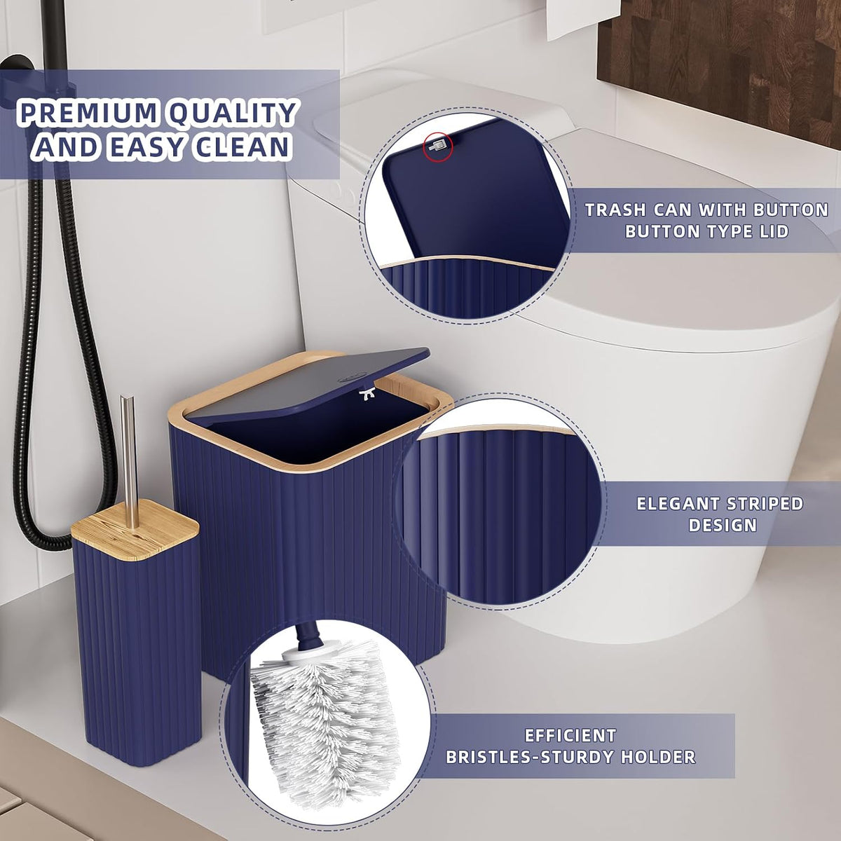 Bathroom Set - 25PC Blue Bathroom Set with Shower Curtain and Rugs