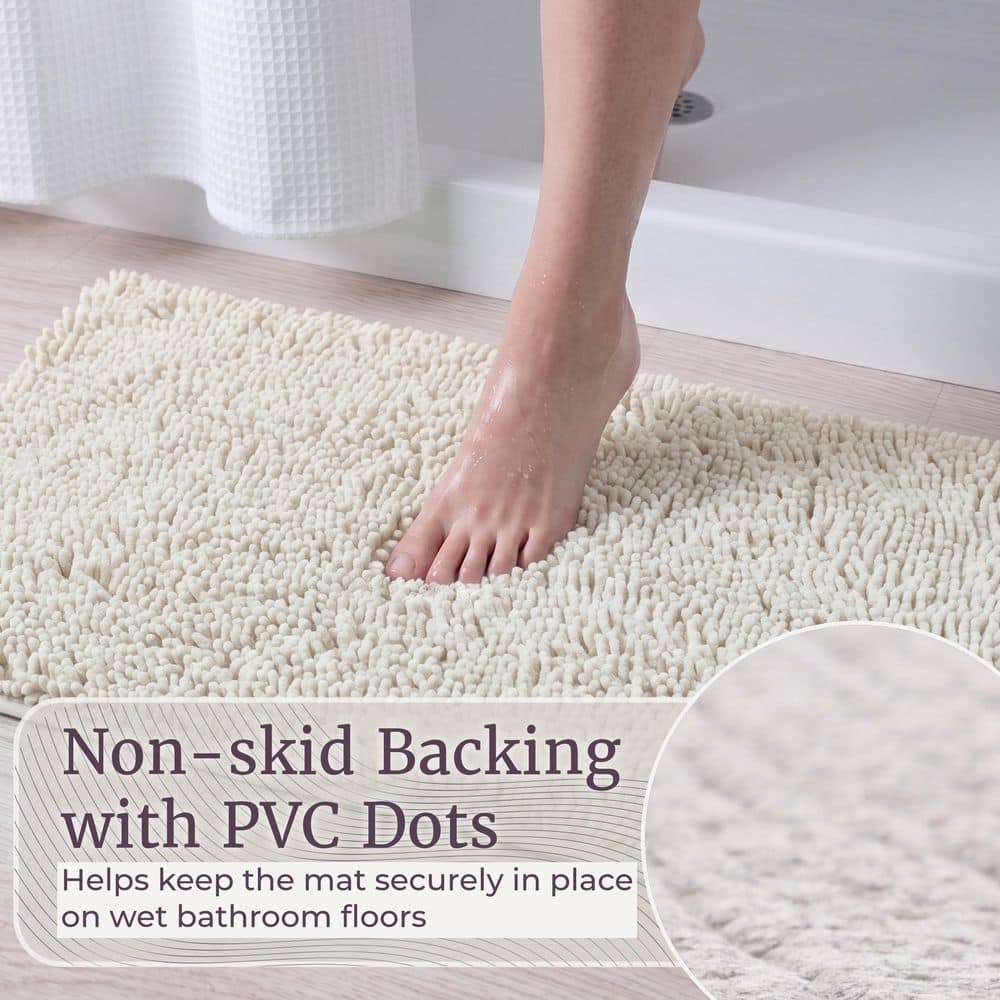 Shag White 21 In. X 32 In. Memory Foam 2-Piece Bath Mat Set