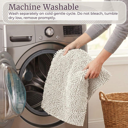 Shag White 21 In. X 32 In. Memory Foam 2-Piece Bath Mat Set